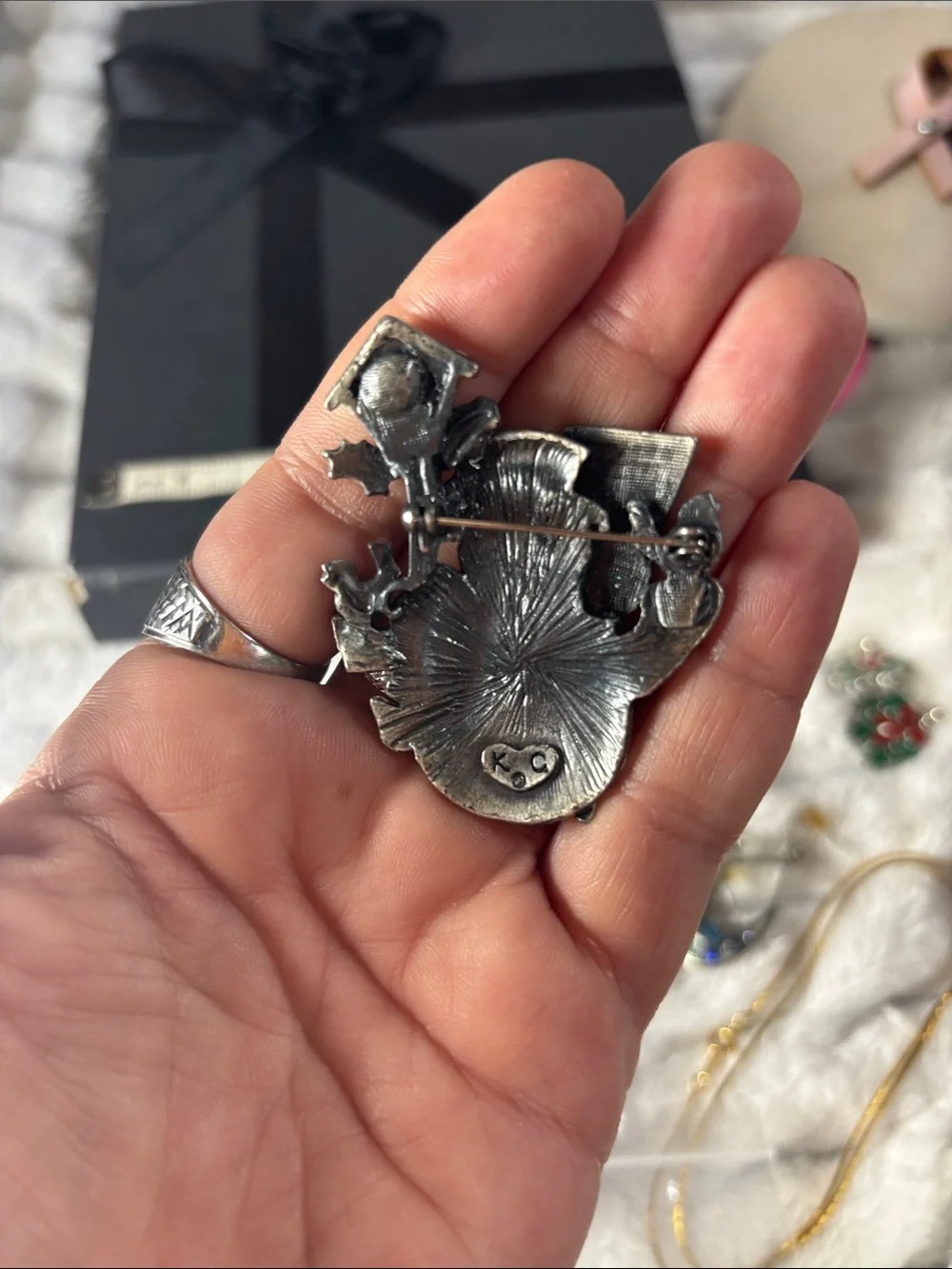Vintage Kenneth Cole Sparkling Snowman Holiday Brooch